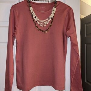 LL Bean Rose Shadow Long Sleeve Crewneck Tee